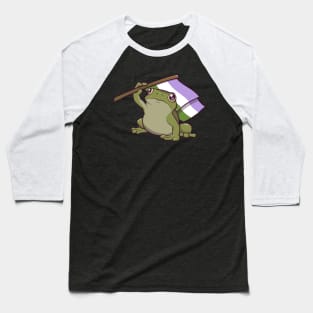 Genderqueer Pride Flag-Holding Frog Baseball T-Shirt